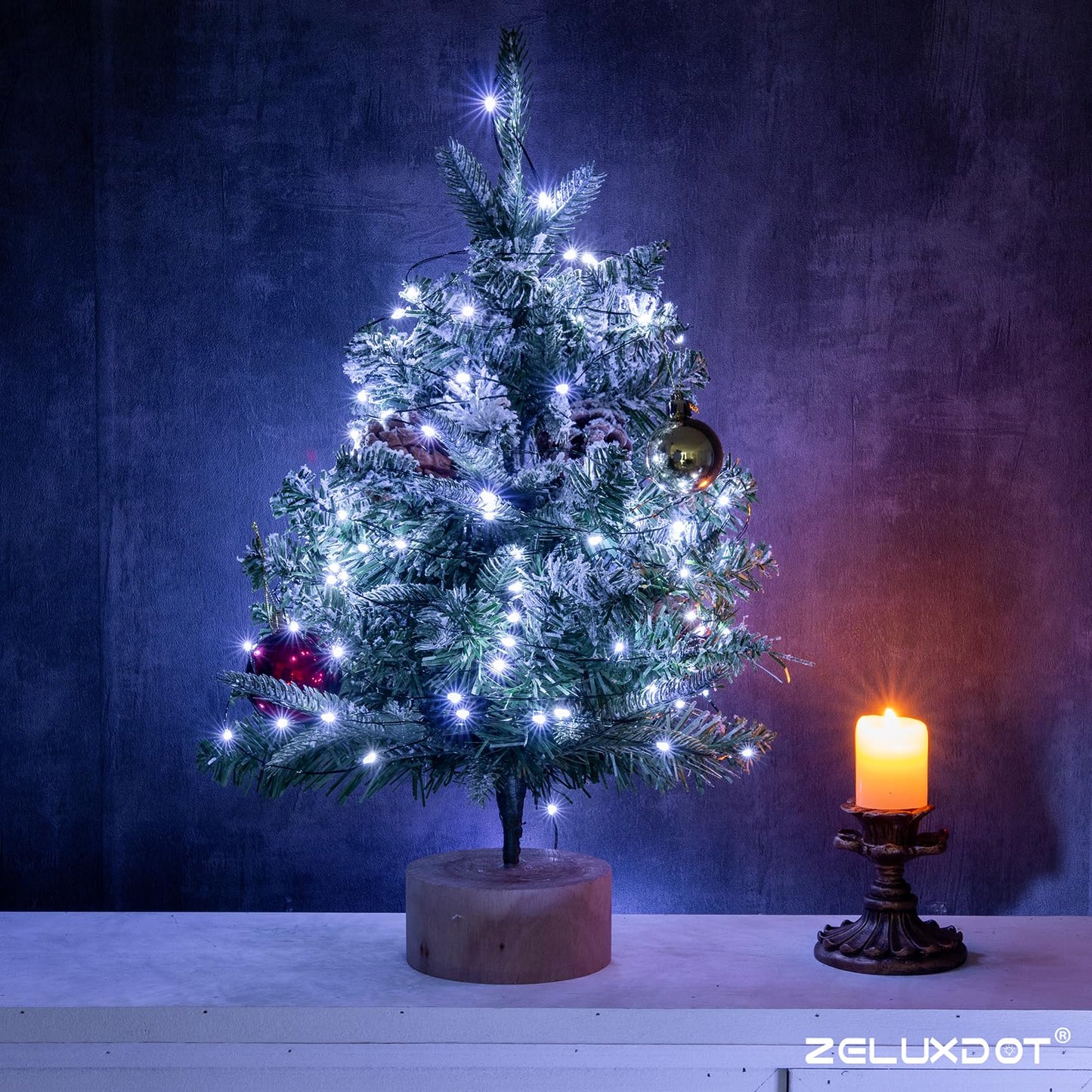 Zeluxdot 100Ft Waterproof Fairy Lights, 300 Leds, Cool White, 8 Modes, Remote Control, Green Wire For Indoor/Outdoor Decorations