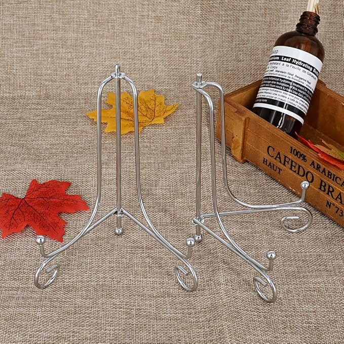LIONWEI LIONWELI 6 Inch Silver Iron Plate Stand Holder Easel Display Stand for Plate?Picture?Photo and More,4 pcs.