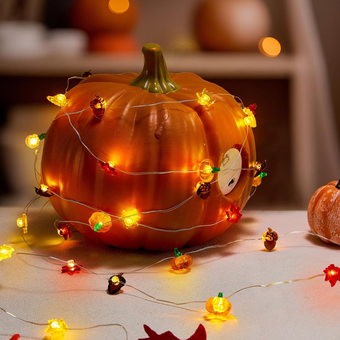 Blctec Thanksgiving Decorations 12.8Ft 40 Led String Lights With Acorn  3D Pumpkins & Maple Leaves  Battery Operated Fall Fairy Lights With Timer For Indoor Outdoor Thanksgiving Decor