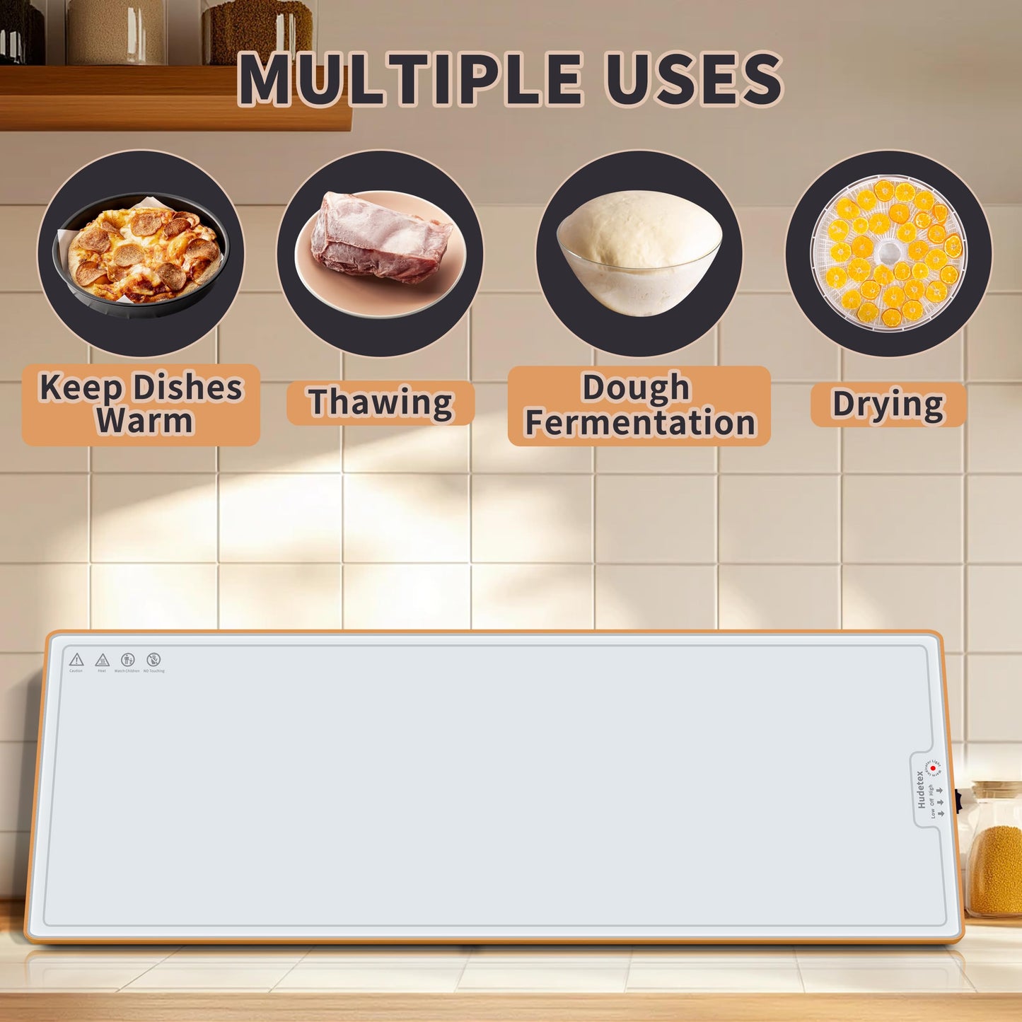 Warming Mat for Food (Extra Long 47"x12"), Warming Trays for Buffets Party & Daily Use, Temperature Control Food Warmer, Full Surface Warm Tempered Glass Food Warming Mat, White Electric Warming Tray