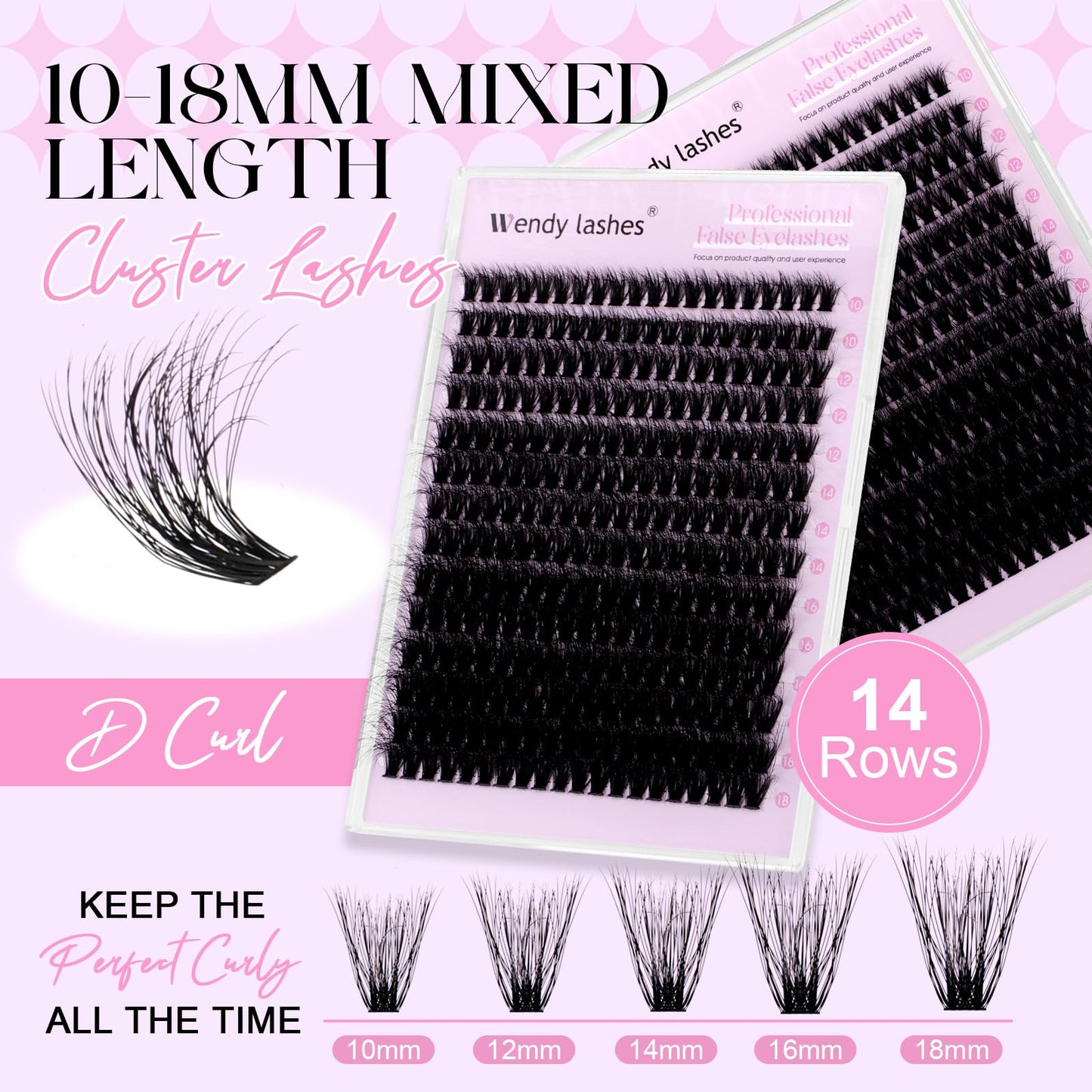 Lash Clusters 60D Wispy Individual Lashes 280PCS 3D Volume Lash Extensions 10-18mm Natural DIY Cluster Lashes for Beginners(60D,