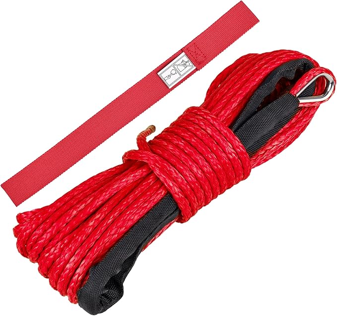 guideamps ATV UTV Synthetic Winch Rope Cable 3/16" x 50 ft, 8,300 lbs Pulling Strength, with Protective Sleeve, Safety Pul...