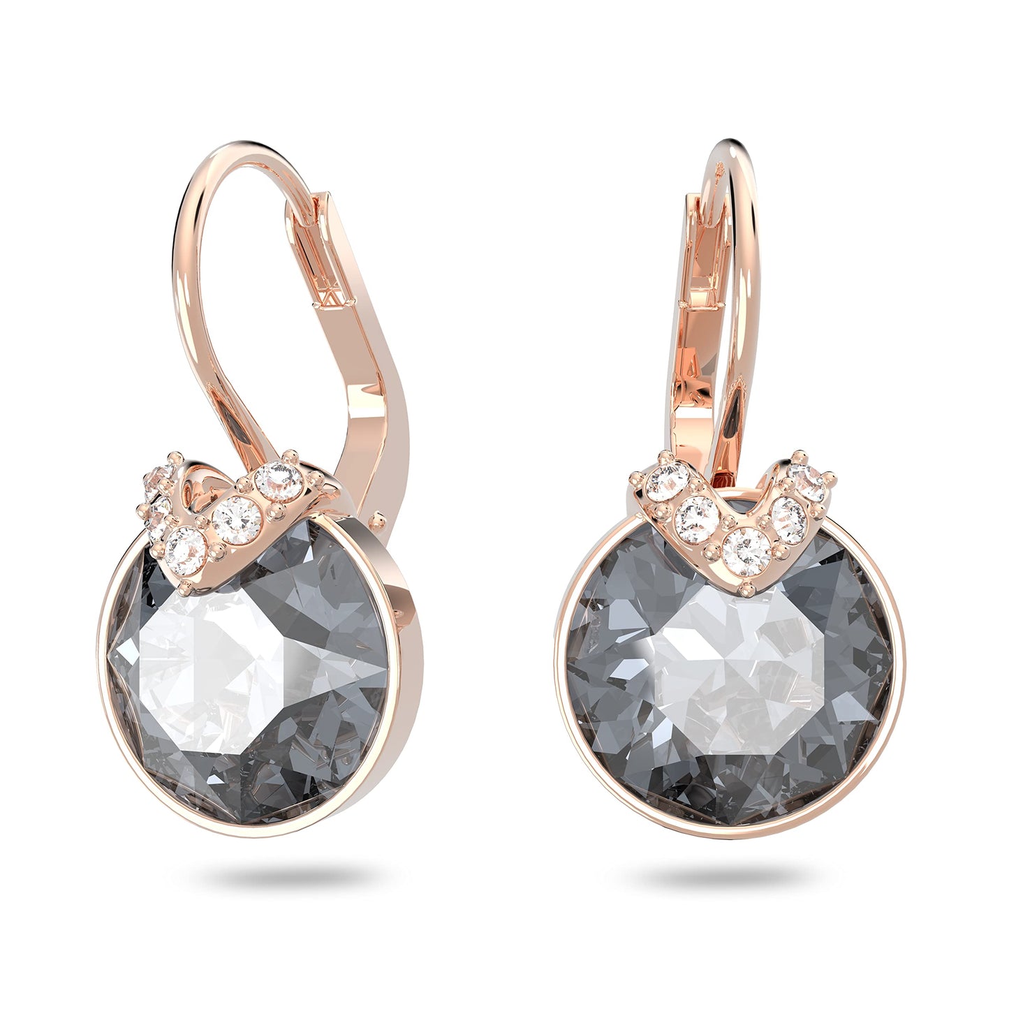 SWAROVSKI Pierced Earrings, Gray with V-Shaped Crystal Pav   Accent on Rose-Gold Tone Finish Setting, Part of the Bella Collecti