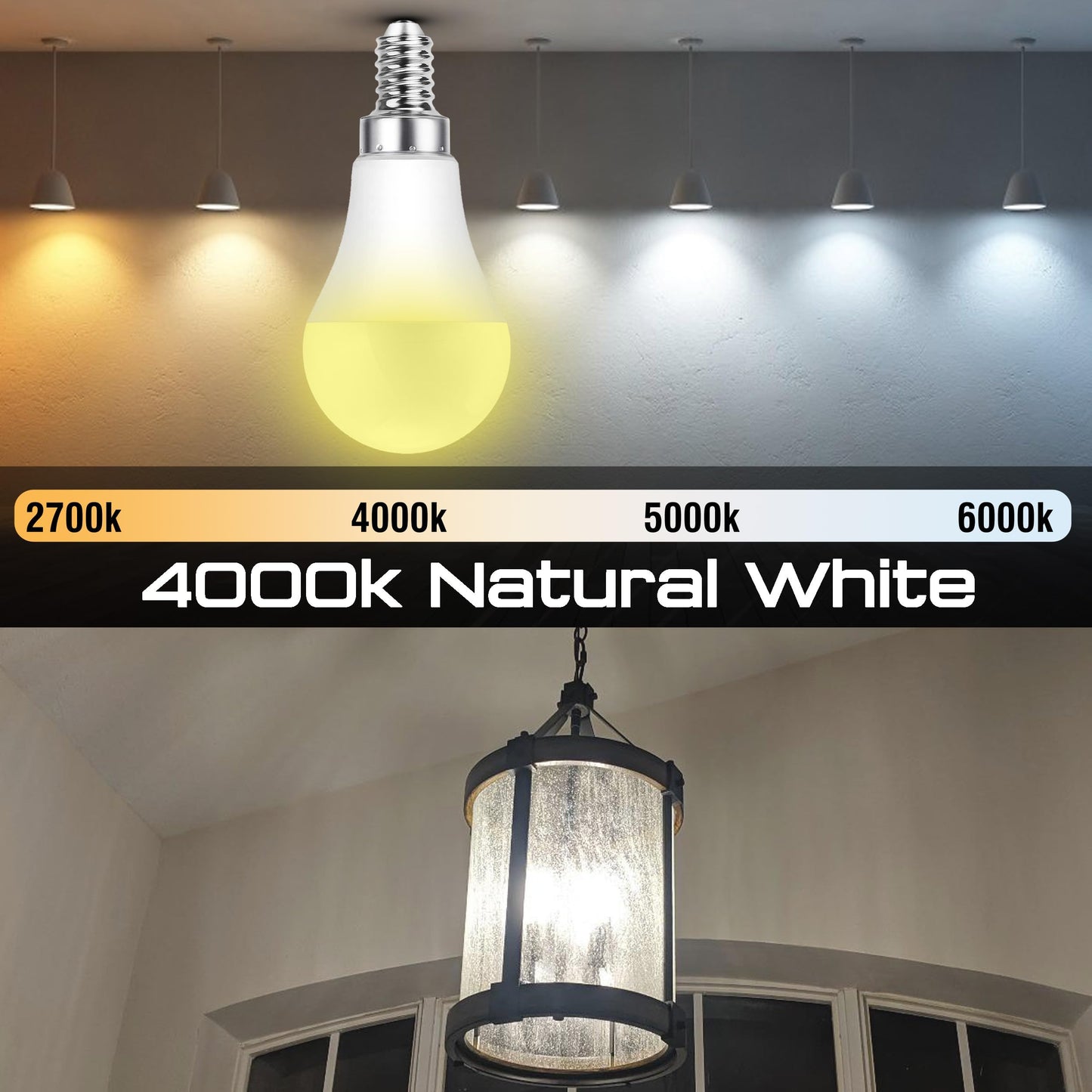E12 40 Watt Equivalent Led Candelabra Light Bulbs 4000K Natural White 4W 450Lm  E12 C7 Led Light Bulbs For Ceiling Fan Chandeliers Pendant Lighting  Non-Dimmable  4 Pack