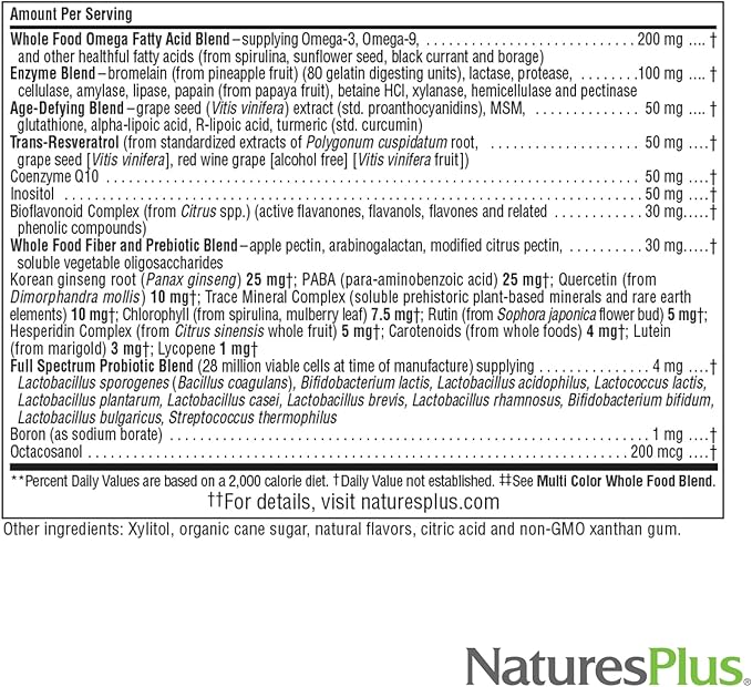 Natures Plus Source of Life Gold Drink Mix, Tropical Fruit Flavor - 1.2 lb - Multi-Vitamin Supplement - Blood, Bone & Immune Support - Gluten Free - 30 Servings