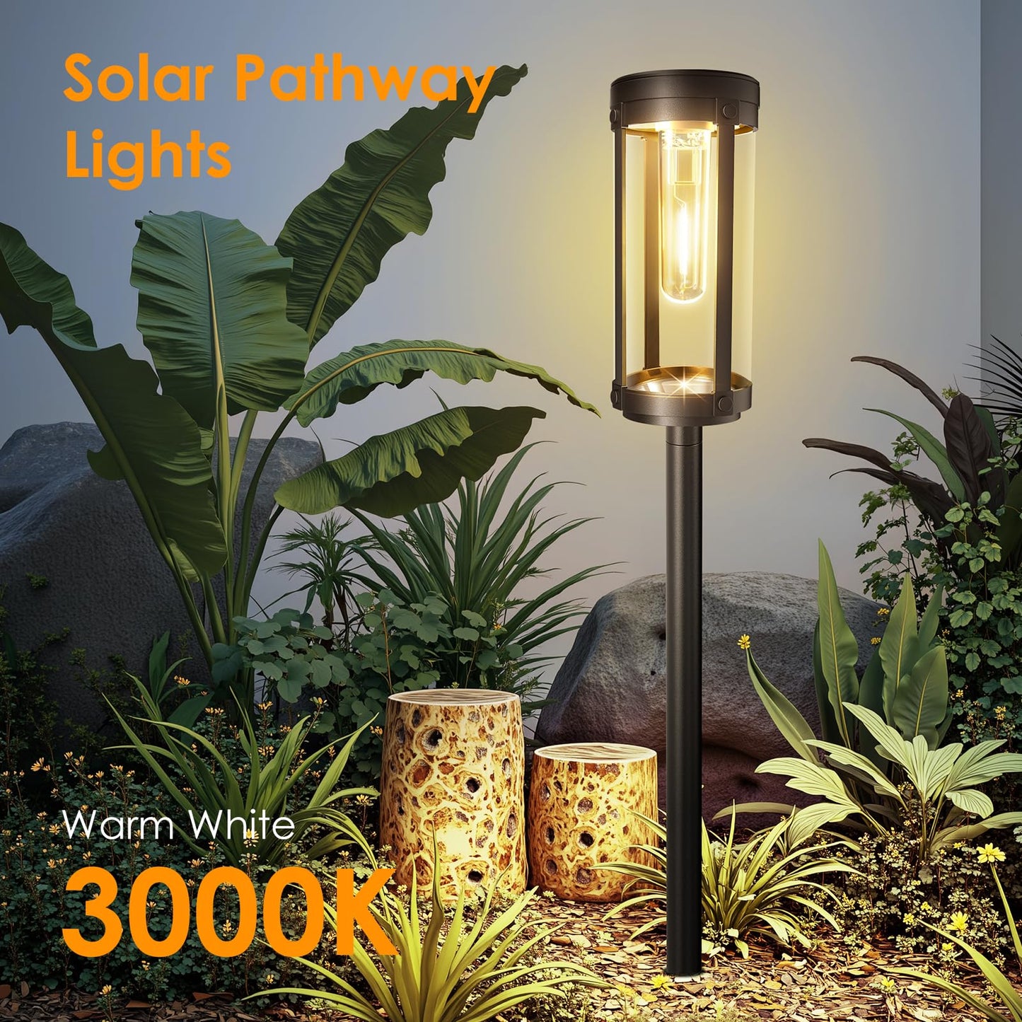 Bright Solar Pathway Lights Outdoor  2 Pack Upgraded Solar Powered Garden Lights Waterproof  Auto On/Off Solar Yard Light For Lawn Patio Walkway Driveway Landscape Lighting Decor (Warm White  2 Pack)
