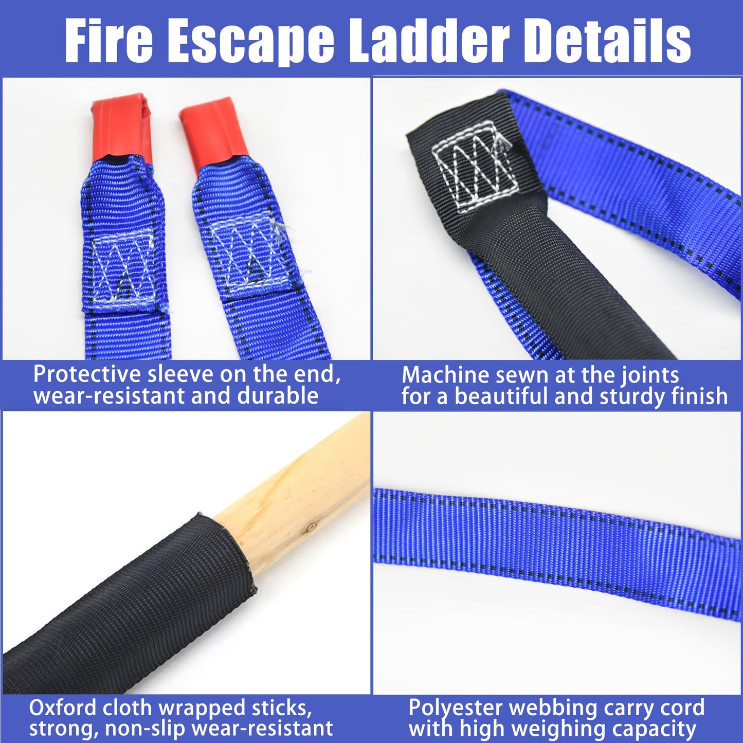 Emergency Fire Escape Ladder 13 Feet Portable Safety Rope Ladder Emergency Escape Ladders for 2-3 Story Homes for Windows, Balconies, and Sailboats, Kayaks, Etc
