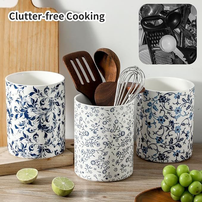 Kitchen Tool Holder, Kitchen Spatula Holder-Extra Large Utensil Holder,Utensil holder Ceramic Apartment Essentials（7.2in×6.2in）