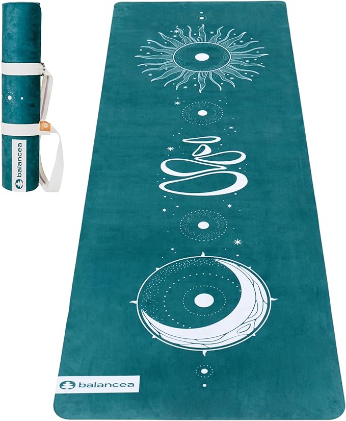 Yoga Mat With Strap 5mm Non Slip Suede & TPE - Eco-Friendly Fitness & Exercise Mat for Home Gym, Pilates, Hot Yoga, and Me...