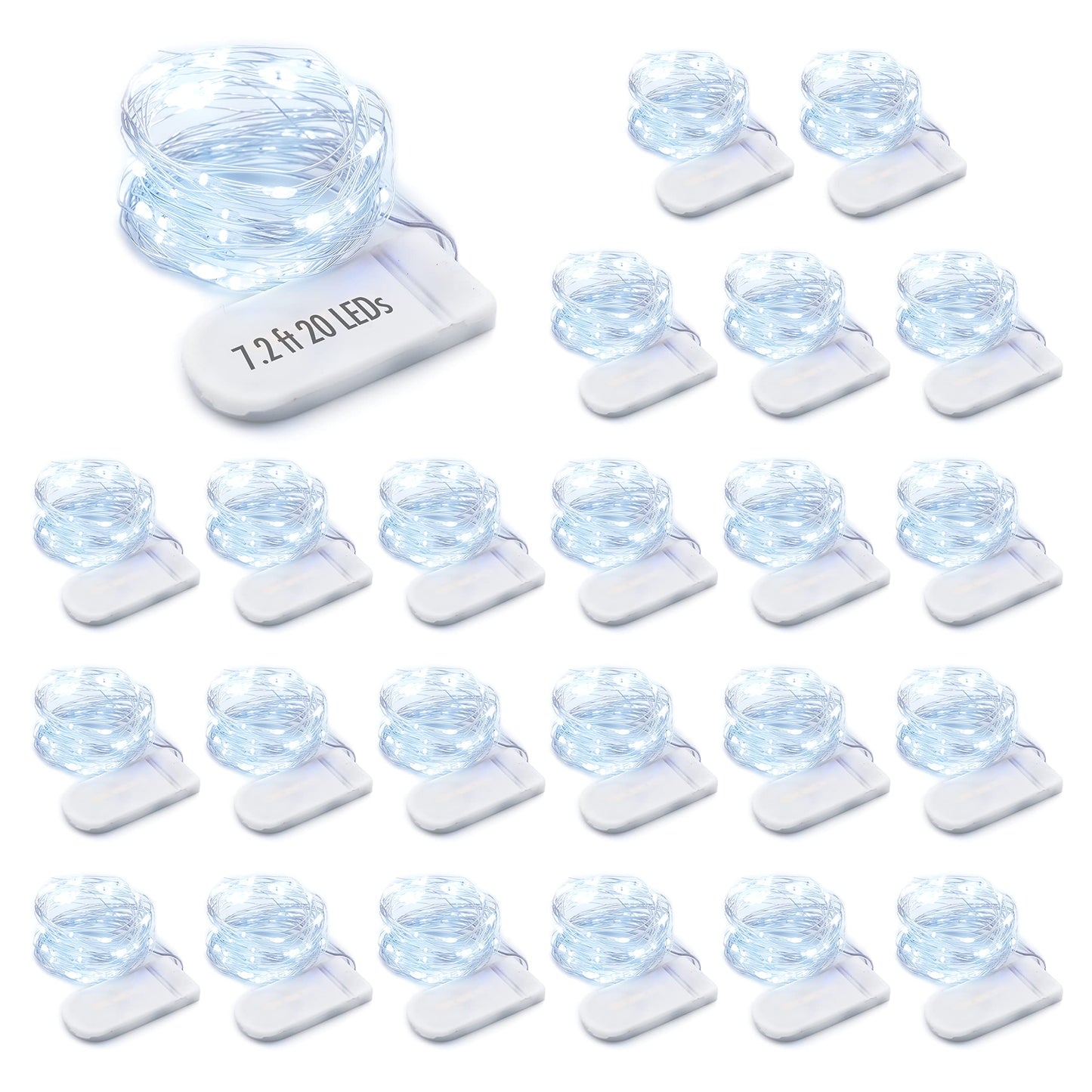 Mumuxi 24 Pack 7.2Ft Led Fairy Lights, Battery Operated Mini String Lights, Cool White, Perfect For Weddings, Parties, And Home Decor