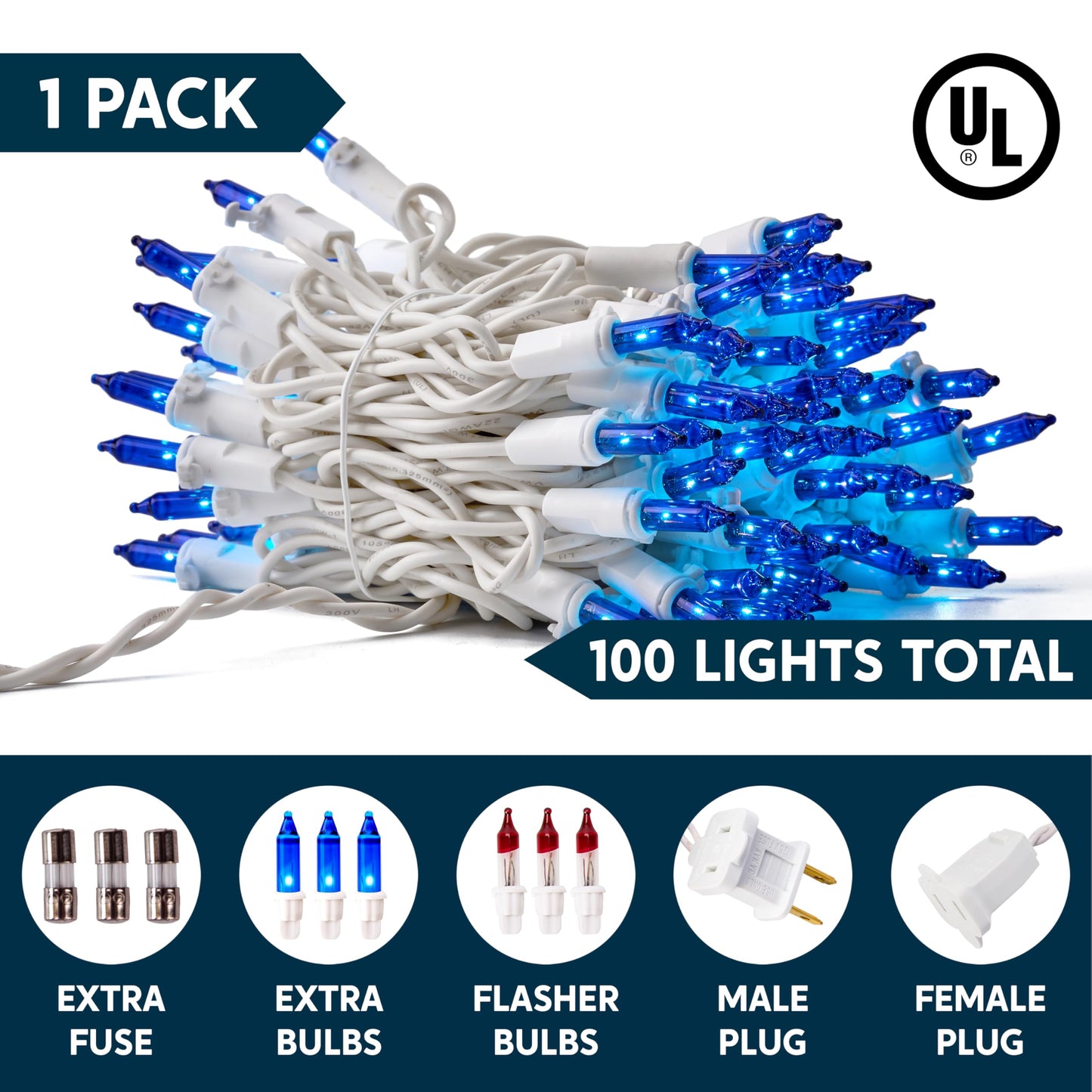 Joiedomi Christmas Lights Outdoor 100 Count Blue Christmas Tree Lights Indoor 21.4Ft String Xmas Decorations For Dorm Classroom Bedroom Holiday Wedding Party White Wire