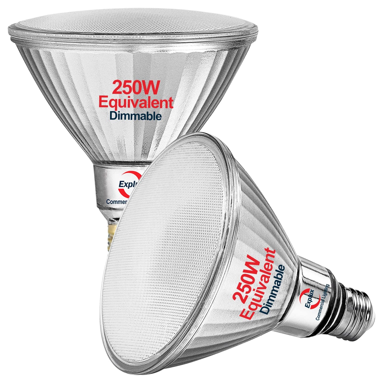 Explux Par38 Led Flood Light Bulb, 250W Equivalent, 2800 Lumens, Dimmable, 3000K Bright White, 2-Pack, Waterproof, Hard Glass