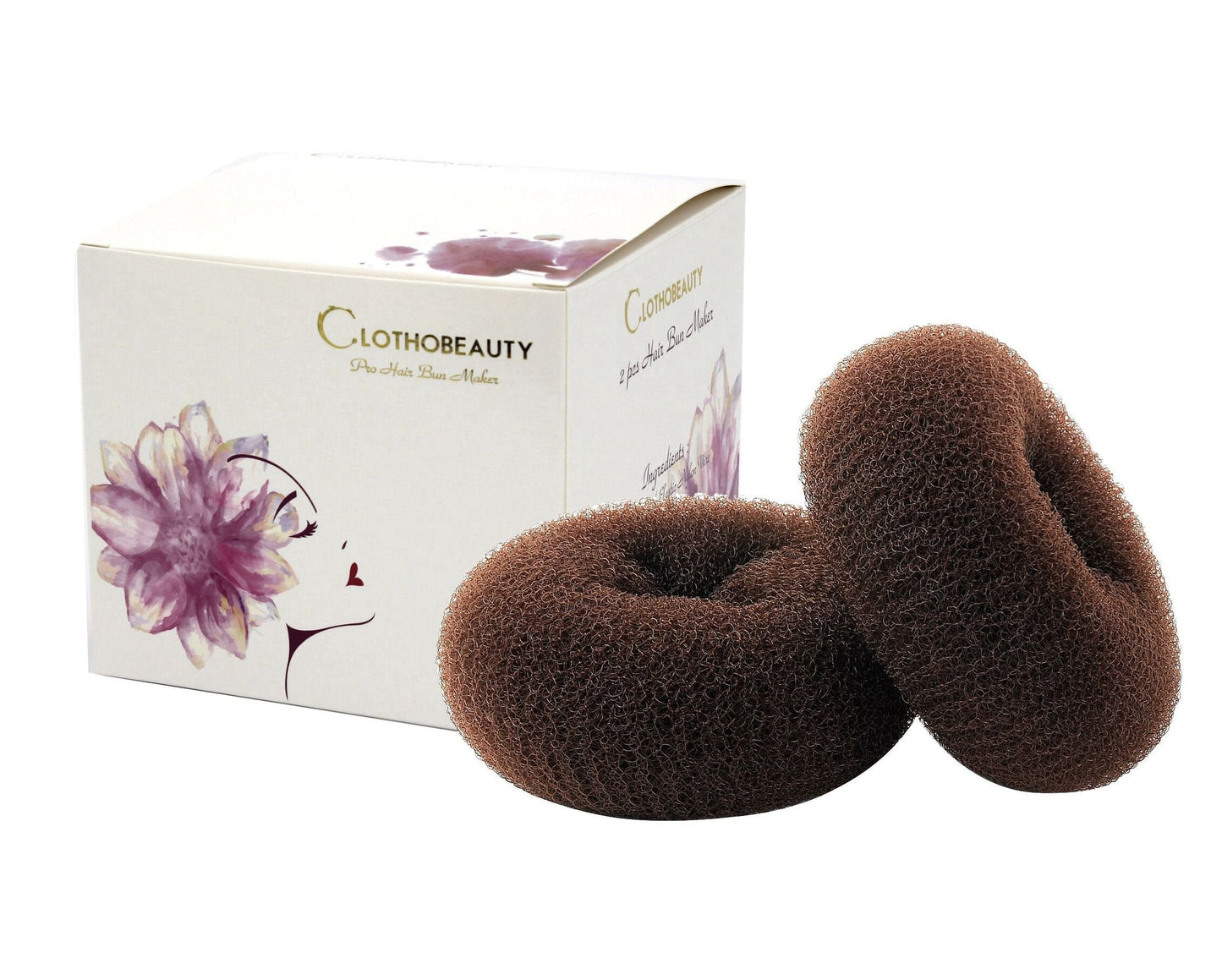 ClothoBeauty Extra Large Hair Bun Maker Ring, Women Chignon Doughnut Shaper (For Thick and Long Hair) 5.1-5.3 in, (X-Brown)