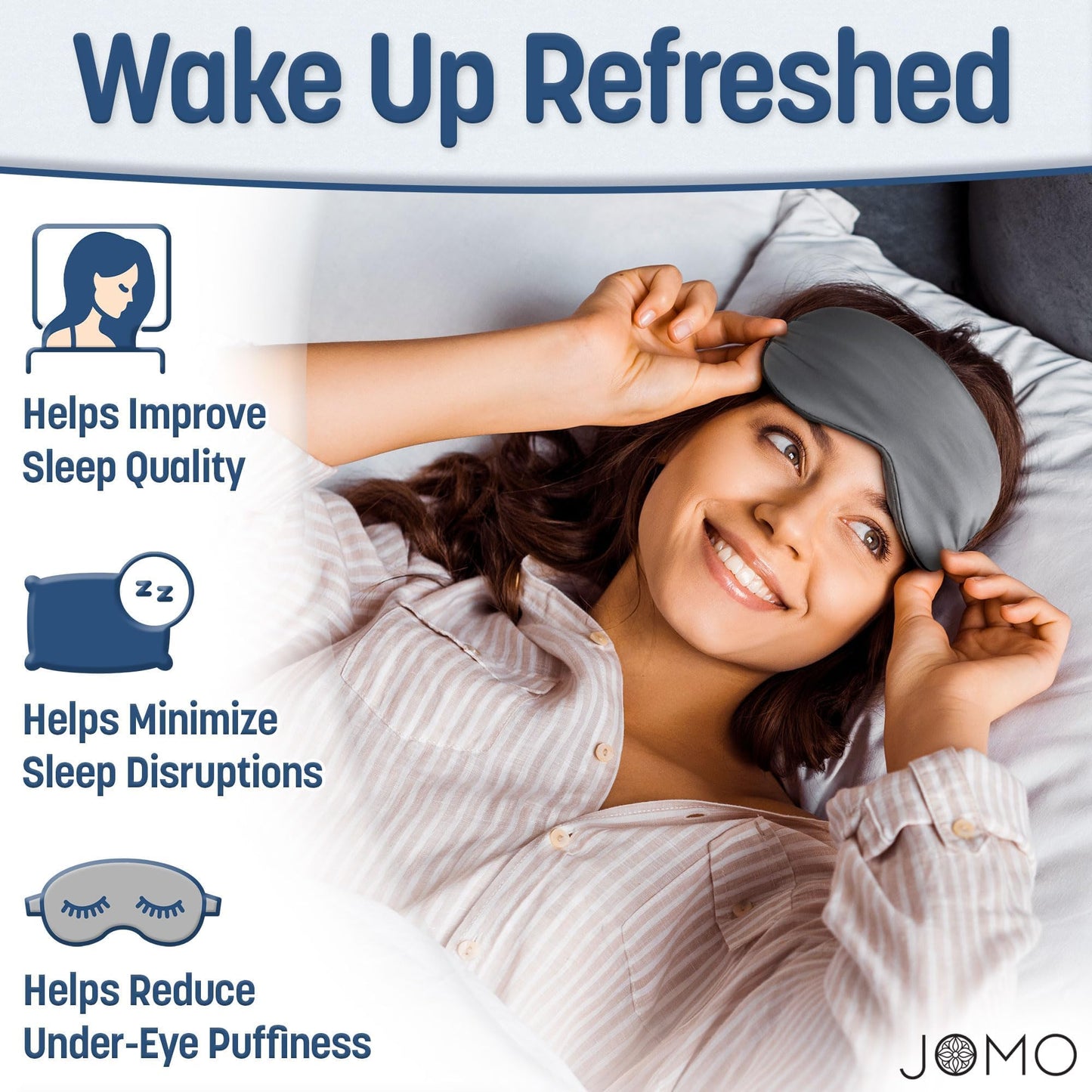 100% Bamboo Viscose Sleep Eye Mask - Dark Gray - Superior to Cotton - Light Blocking Travel Blindfold for Men & Women - Ultra-Soft & Comfortable with Adjustable Strap for Restful Sleep - by JoMo