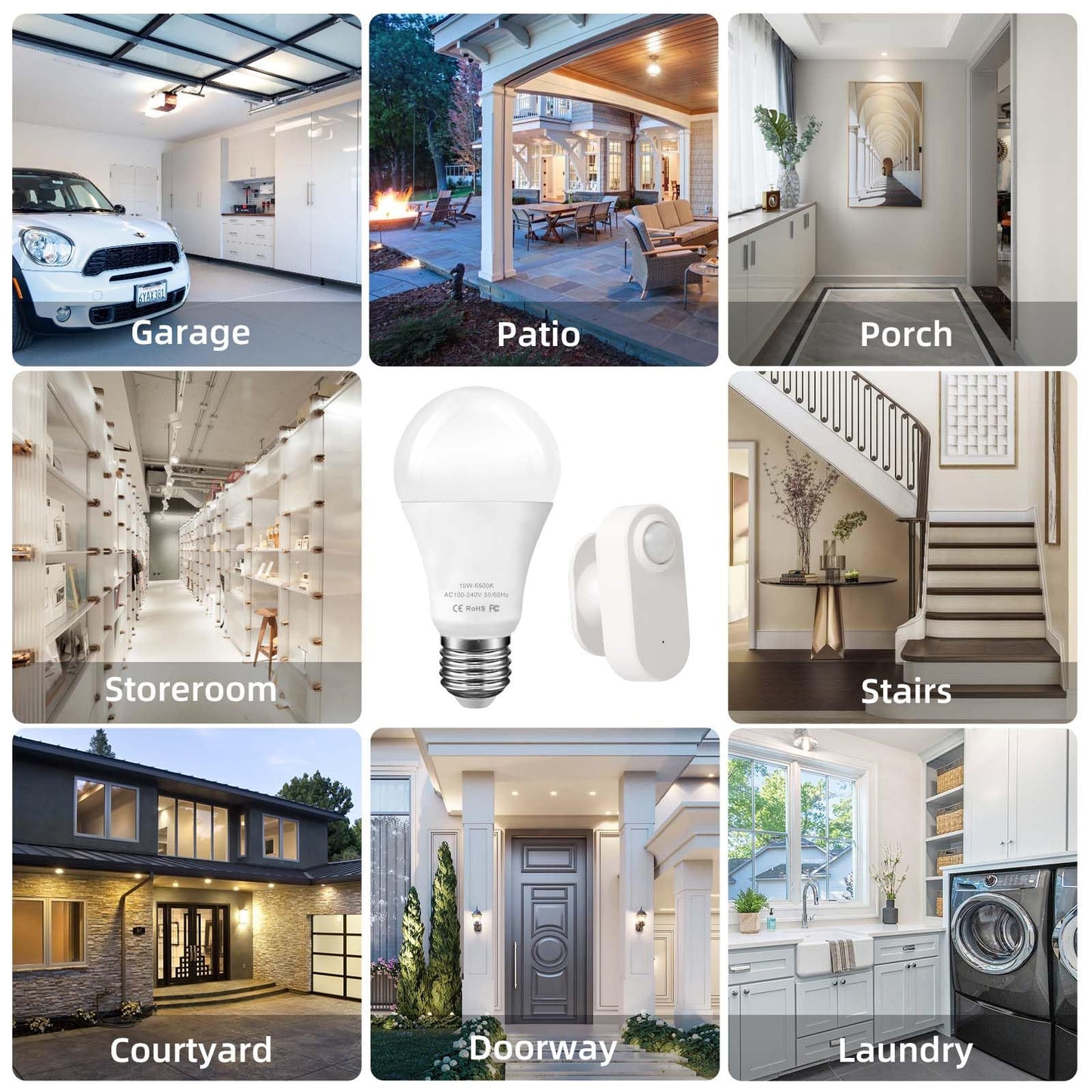 Motion Sensor Light Bulbs  10W (120W Equivalent) 1200Lm Motion Activated Dusk To Dawn Security Led Bulb  6500K Daylight  A19/E26  Auto On/Off Indoor Outdoor Lighting  For Garage Basement Hallway