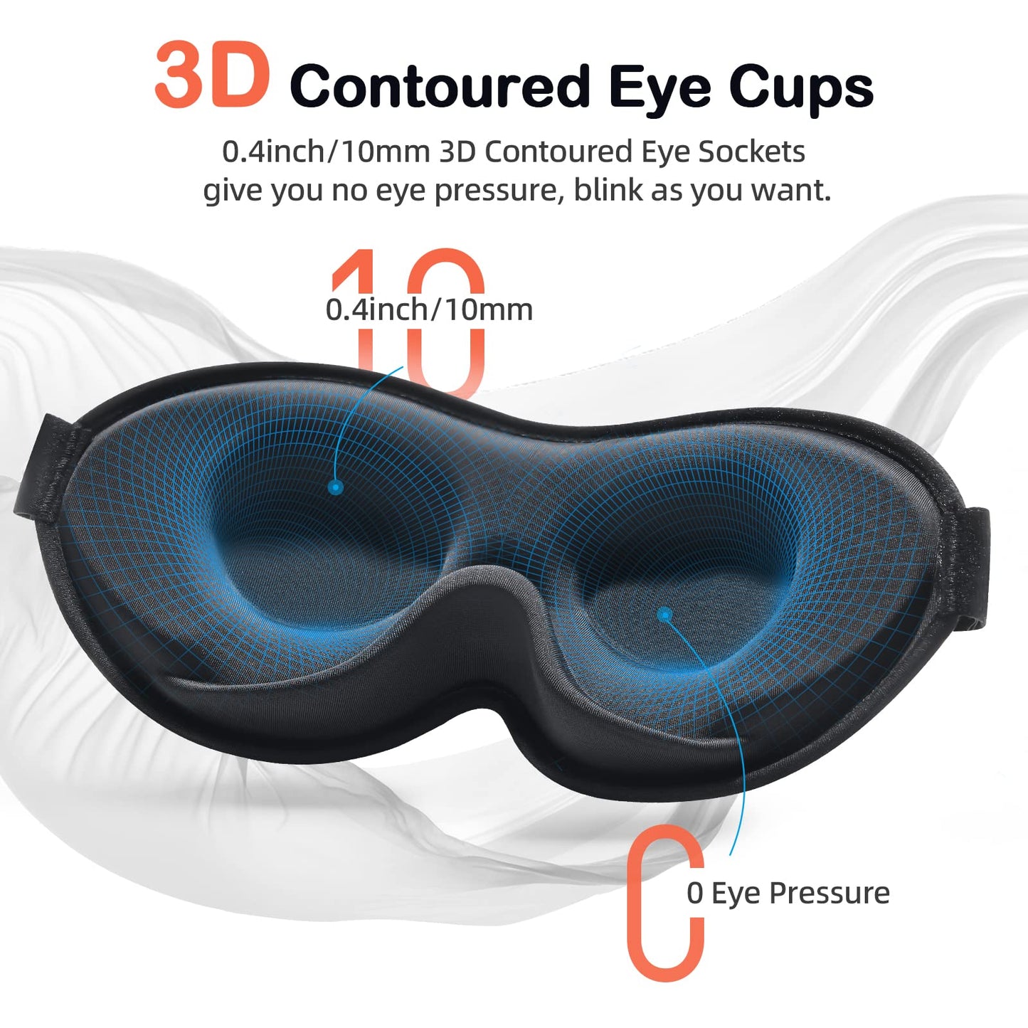 INNELO Sleep Mask for Side Sleeper, Eye Mask Sleeping Women Men, 100% Light Blocking 3D Contoured Cup Sleeping Mask Soft No Eye Pressure Cover Blindfold Night Shade for Travel Nap Yoga, Black