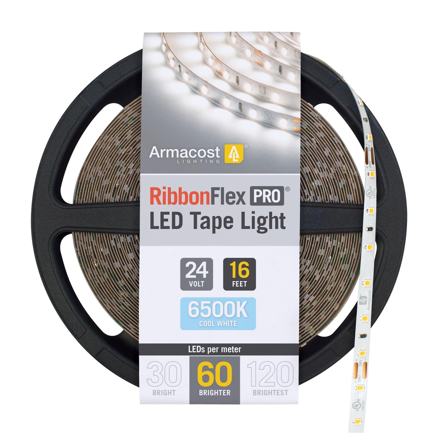 Armacost Lighting Ribbonflex Pro 24V White Led Strip Lights 60 Led/M  6500K  16.4 Ft 185231