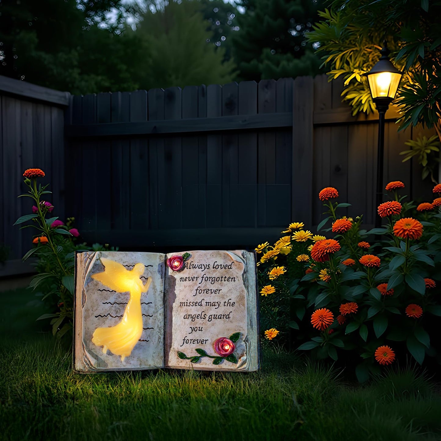 Candieslife Solar Angel Garden Stakes Lights, Waterproof Resin Decor, Model LT00185S1, Bible Angel Color