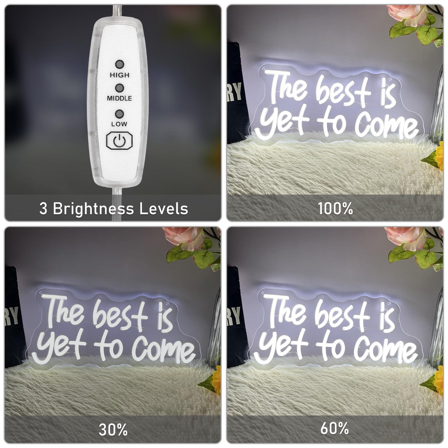 The Best Is Yet To Come Neon Sign Led Neon Light Usb Powered Three Brightness Adjustable Light Up Signs For Office Bedroom Home Bar Study Room Wedding Teens Girls Gifts