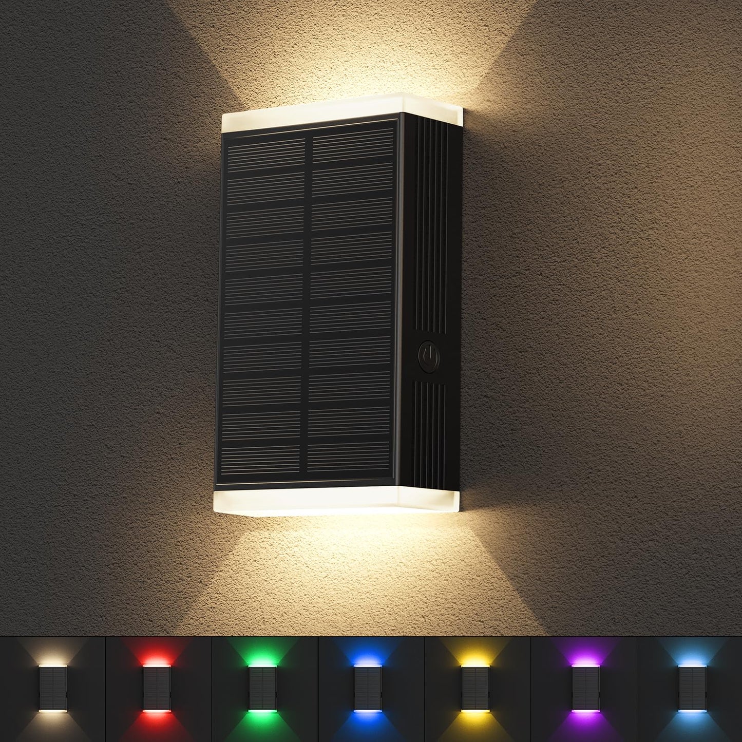 Solar Wall Light Outdoor   Rgb & Warm White 8 Modes Dusk To Dawn Lighting Wall Sconce Ip67 Waterproof Up And Down Solar Lights Outdoor Front Door Light For House  Garage  Porch  Doorway Fence (1Pack)