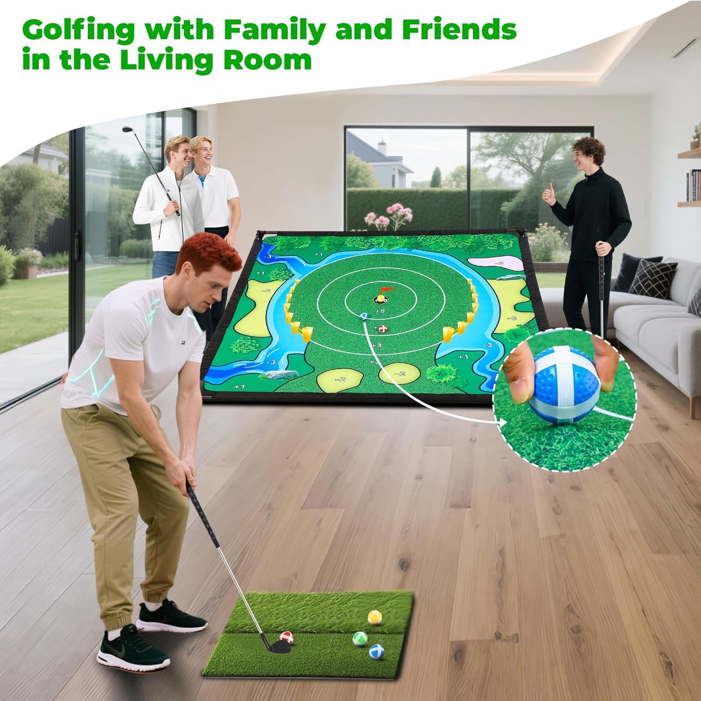 FAHKNS Golf Chipping Game Set, Golf Game for Kids & Adults, Balls x 40, The Original Portable Golf Game for Chipping Practice for Family Golfers, Outdoor and Indoor (Free Adjustable Club x1)