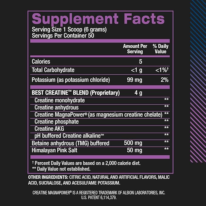 BPI Sports Best Creatine - Creatine Monohydrate Powder for Men & Women, Himalayan Salt - Strength, Pump, Endurance, Muscle Growth, Muscle Definition - No Bloat – Fruit Punch – 50 servings – 10.58 oz