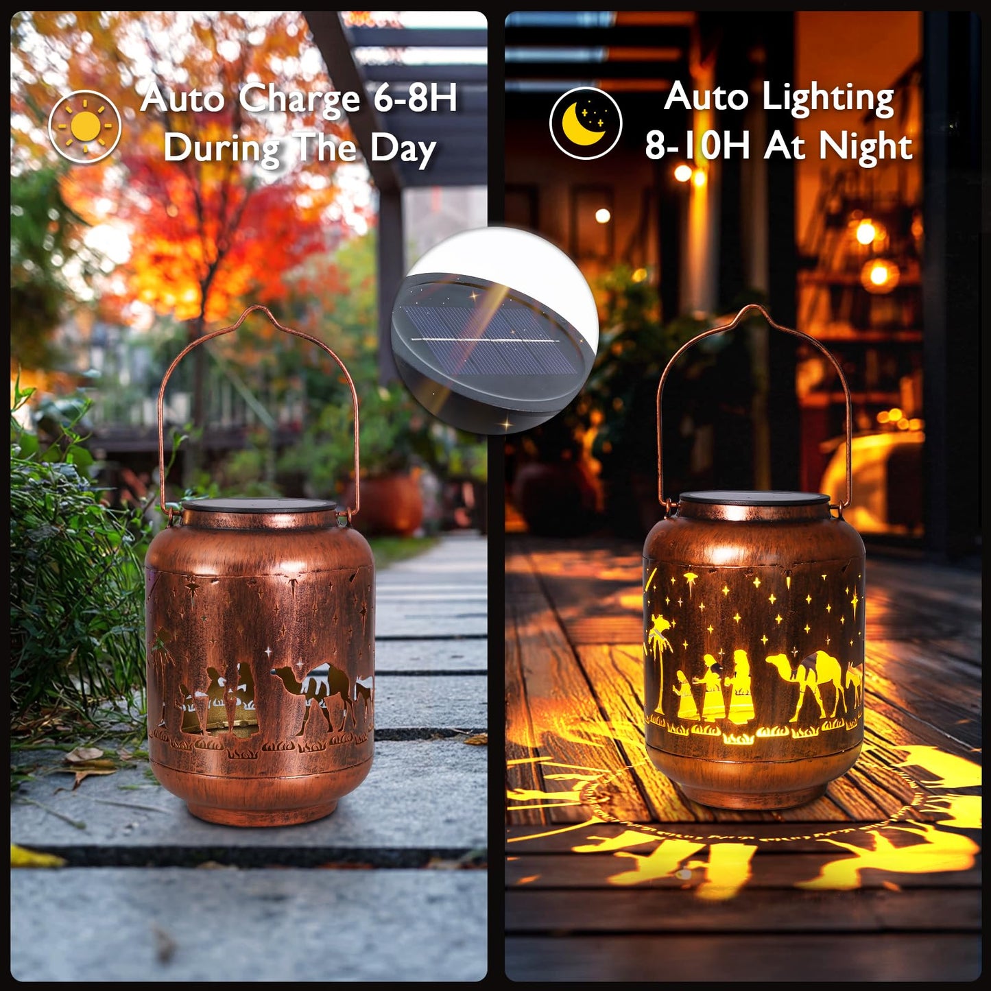 Homemory Christmaas Gifts For Women Mom Grandma  Solar Lanterns Christmas Nativity Scene Lights Outdoor Waterproof Garden Decor  Led Hanging Solar Lights For Yard  Patio  Porch