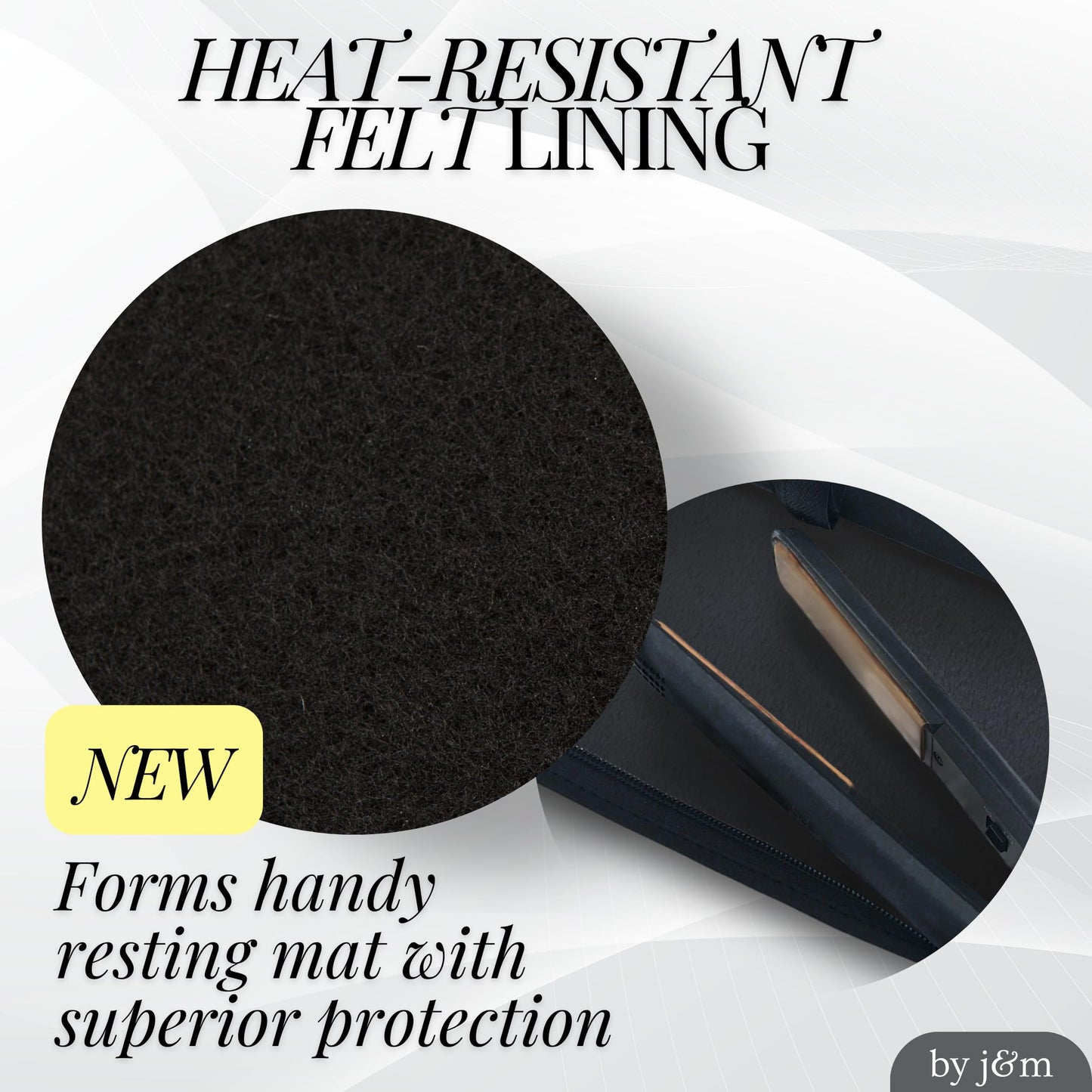 New: Hair Straightener Mat & Pouch by j&m - Enhanced Heat Resistant - Fits ghd, BaByliss & Larger Flat Irons - Zip-Up All-in-One