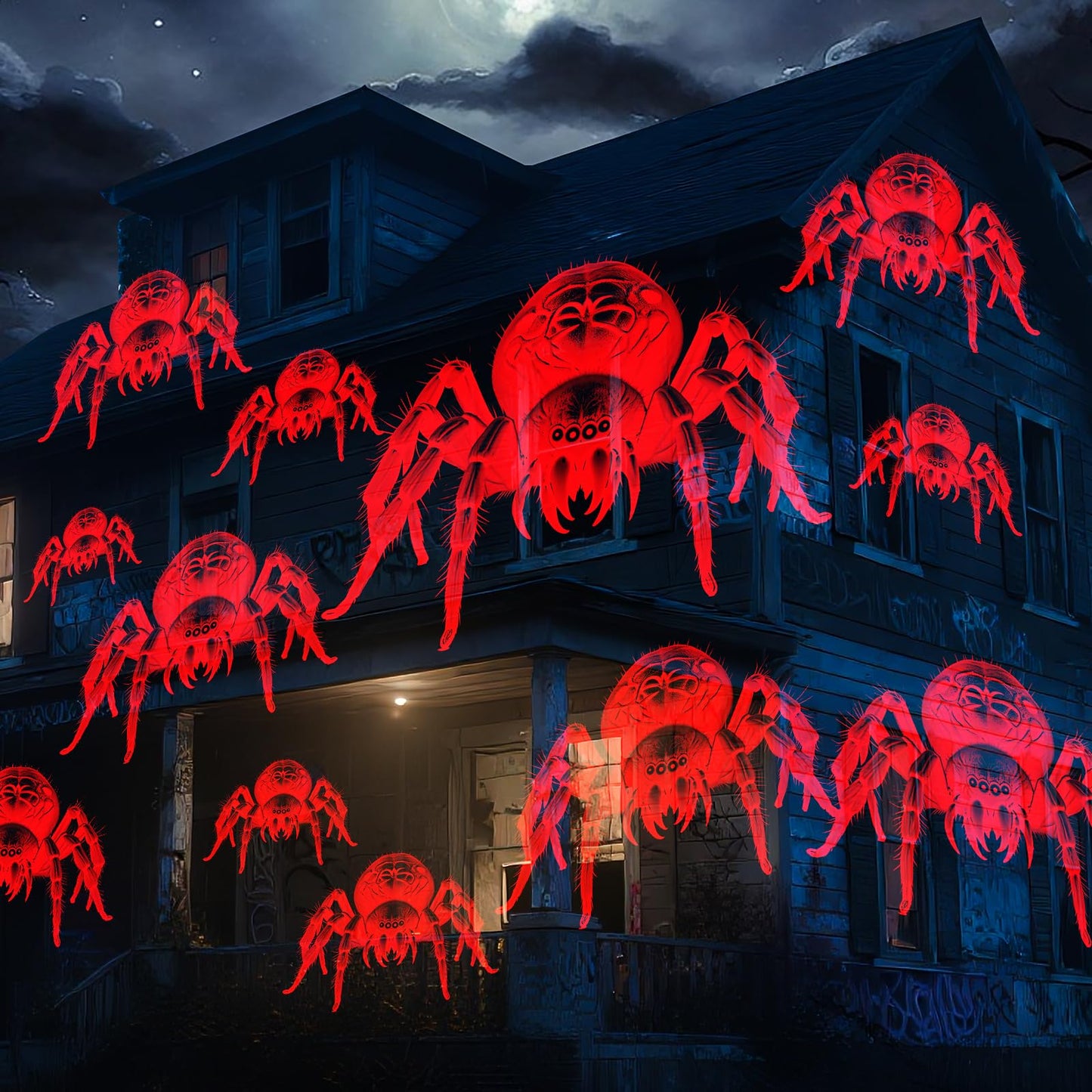 Halloween Projector Lights Outdoor Indoor - 3D Dynamic Halloween Decorations  Waterproof Holiday Light For Window  Wall Cemetery  Holiday Decor-Spider