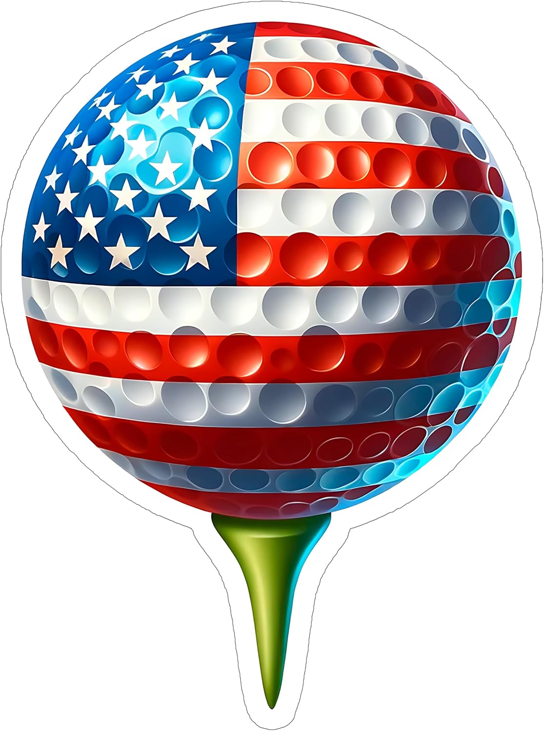 US American Flag Golf Sport Sticker 4 Inch Course Green Fairway Birdie Golfer - Waterproof Vinyl Decal for Laptop Water Bottle Car Tumbler - Durable Aesthetic Long-Lasting Stickers for Adults ID44990