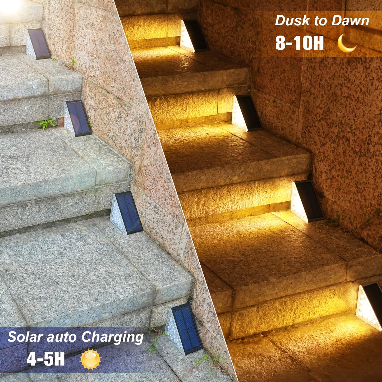 VOLISUN Solar Step Lights, Waterproof IP67, 80 Lumen, 16 Pack, Black, LED Outdoor Stair Lights for Front Porch and Patio