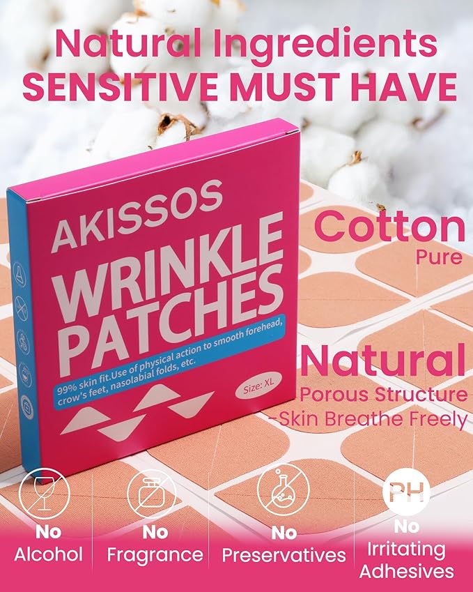 Akissos Facial Wrinkle Patches 80PCS Update Version Multi Area Anti Wrinkles Forehead Wrinkle Patches, Face Lift Tape for Wrinkles Overnight to Smooth Forehead Eyebrow Frown 11 Eye Smile Lines Lip