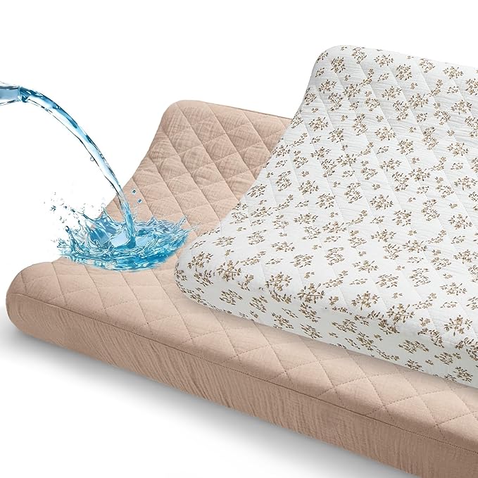 Unicorn Castle Waterproof Changing Pad Cover Muslin Changing Table Pad Cover 2 Pack Quilting for 32"x16" Baby Changing Pad Sheets Girls Boys,Brown Squid