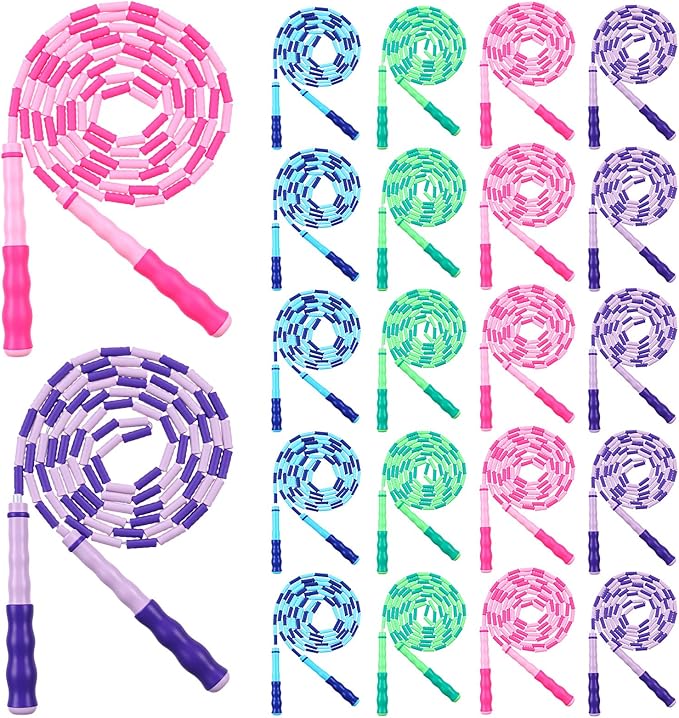 20 Pack 9.2 Feet Jump Ropes, Adjustable Length Soft Beaded Segmented Skipping Rope Tangle-Free for Adults Women Men Workou...