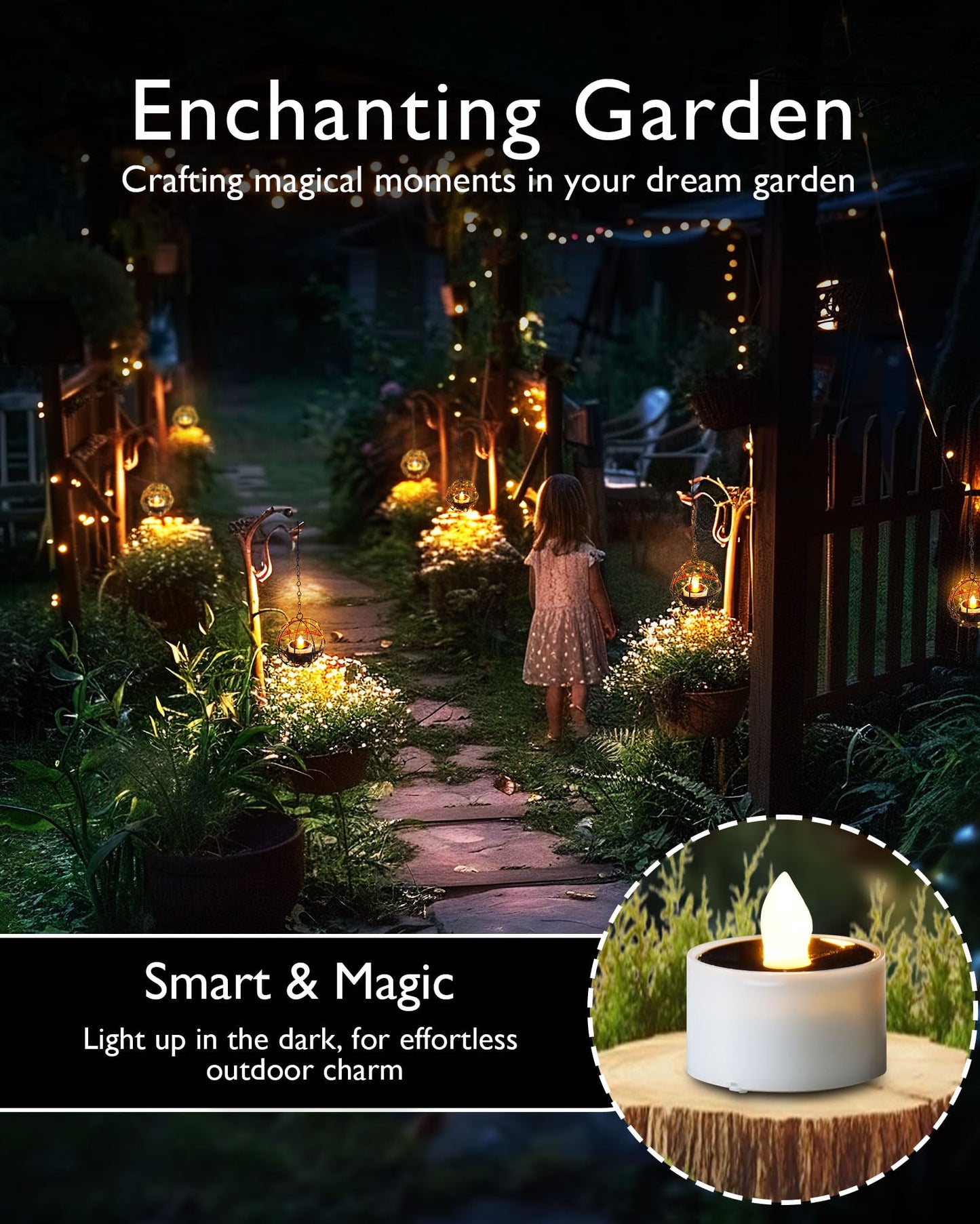 Homemory 12Pcs Solar Tea Lights Outdoor Waterproof, Rechargeable Dusk to Dawn Lighting, Flameless Flickering LED Votive Candles for Fairy Garden Decor, Patio Tables, Christmas Lanterns, Windows
