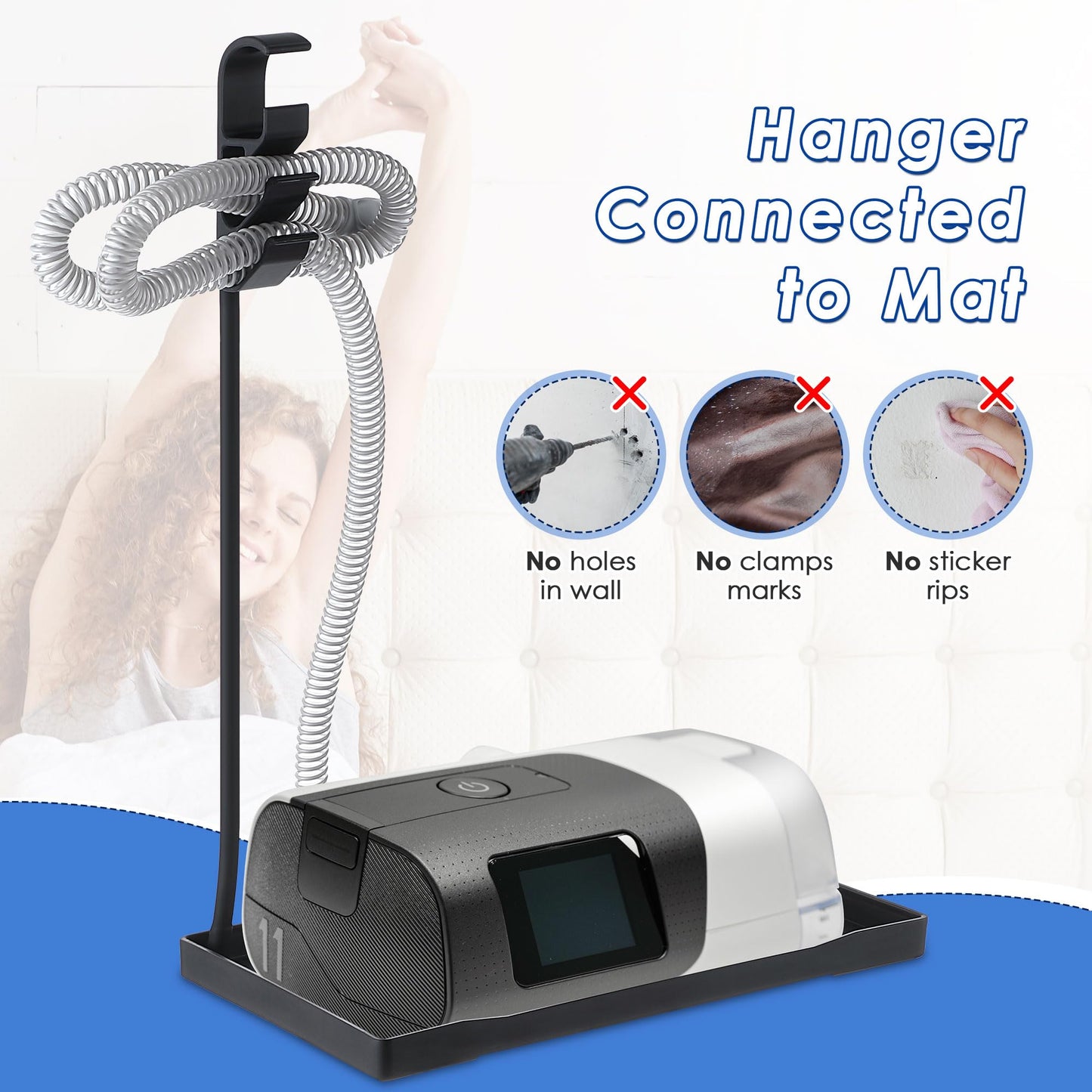 Geiserailie CPAP Hose Holder, Mask and Hose Bedside Organizer, Flexible and Bendable Bracket Prevents Tube Entanglement and Hanging Mask, Keep CPAP Supplies Neat and Tidy