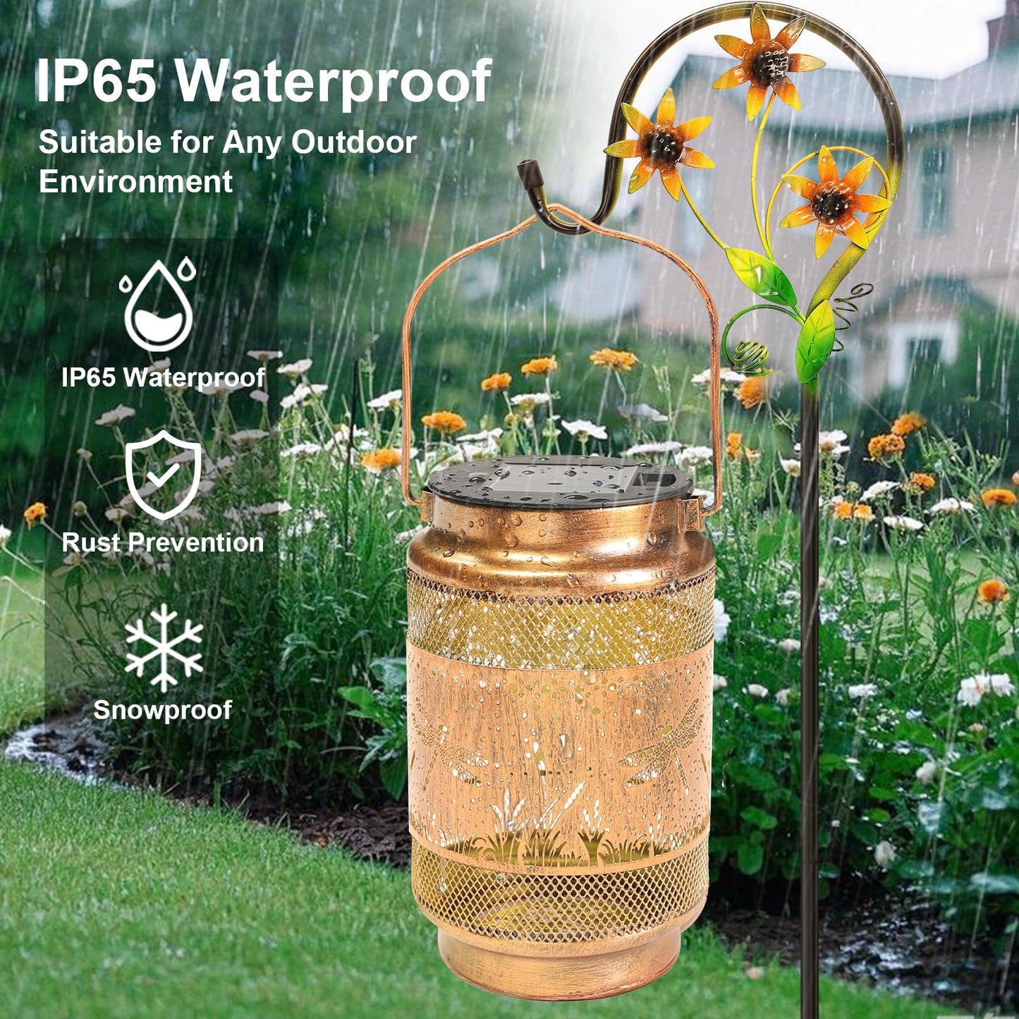 2 Pack Dragonfly Solar Lanterns Outdoor Waterproof Solar Garden Decor  Birthday Gifts For Christmas Women Mom Grandma  Metal Hanging Lights With Shepherd Hook For Outside Yard Patio Pathway Porch