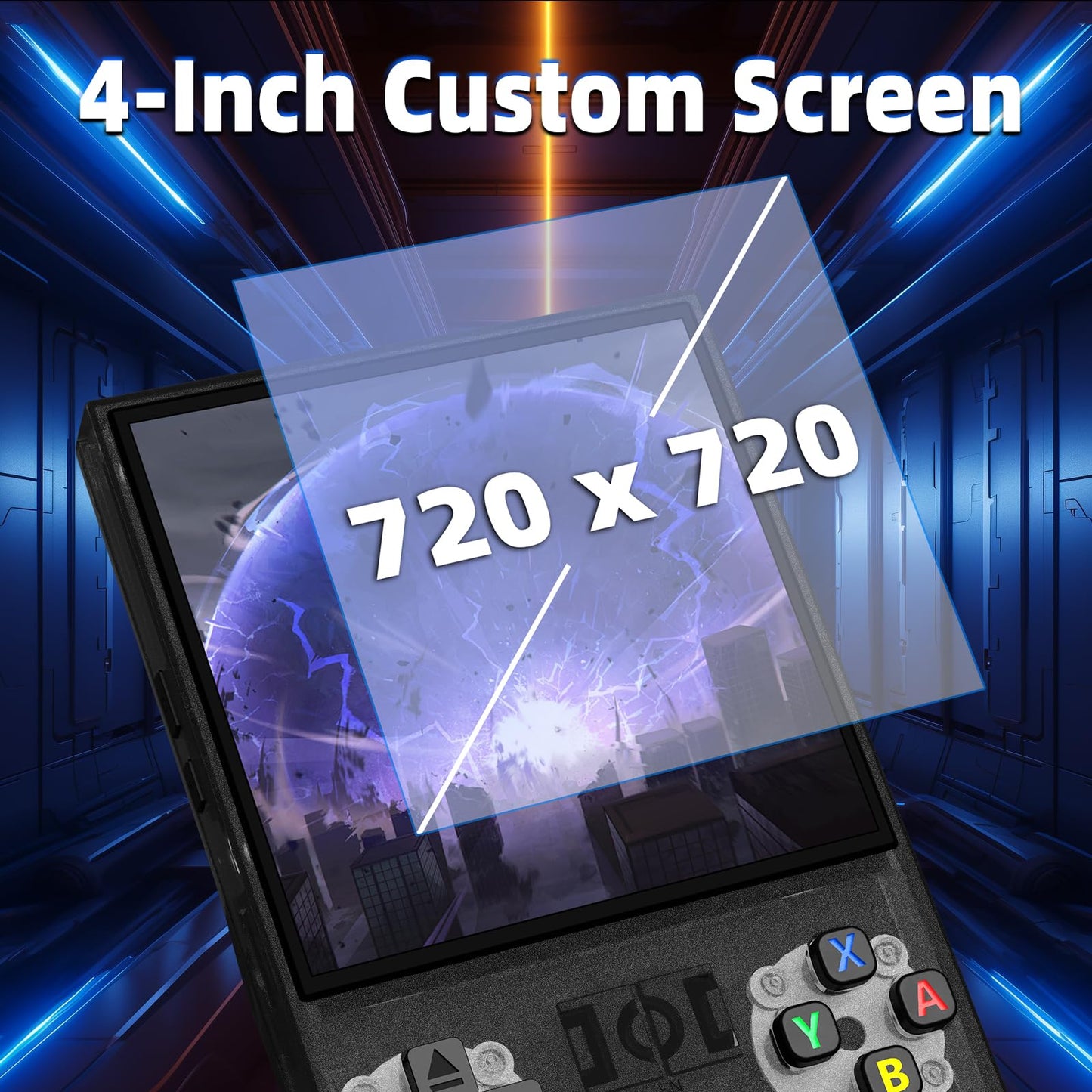 R36MAX Retro Handheld Game Console, 4.0 Inch IPS HD Screen Retro Gaming Console, Linux System, 20＋Mainstream Emulator Games Retro Game Console, 4000mAh Battery, Built-in 64G TF Card, Black