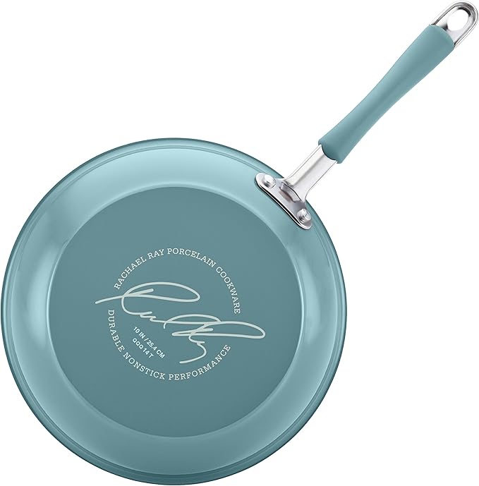 Rachael Ray Cucina Nonstick Cookware Pots and Pans Set, 12 Piece, Agave Blue