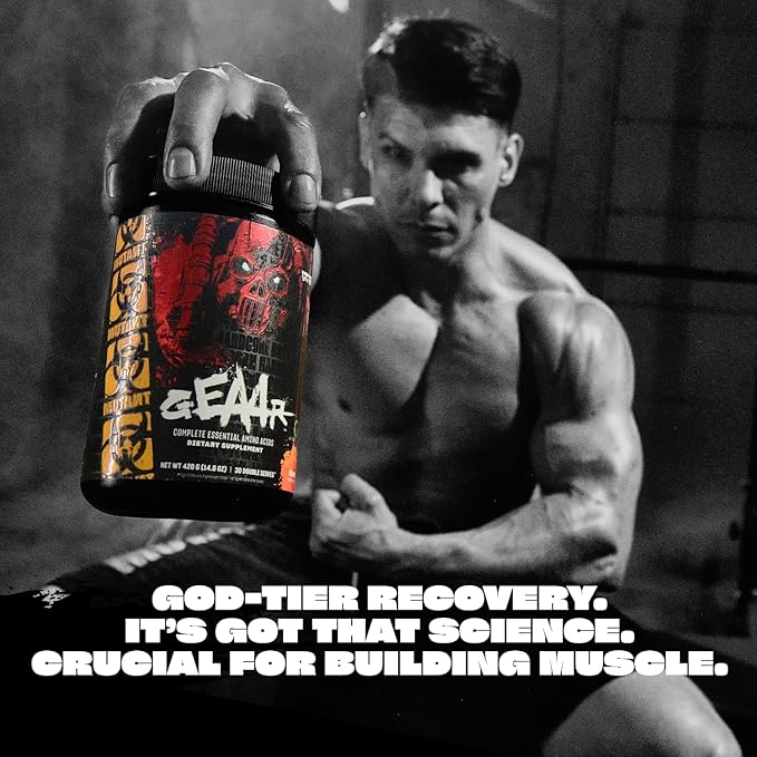 Mutant GEAAR - 9.4g of EAA Powder + Arginine, 7g BCAAs, 4g Leucine, Electrolytes, Coconut Water, No Artificial Colors or Flavors, Delicious Taste - 30 Servings - Rocket Pop - 400g