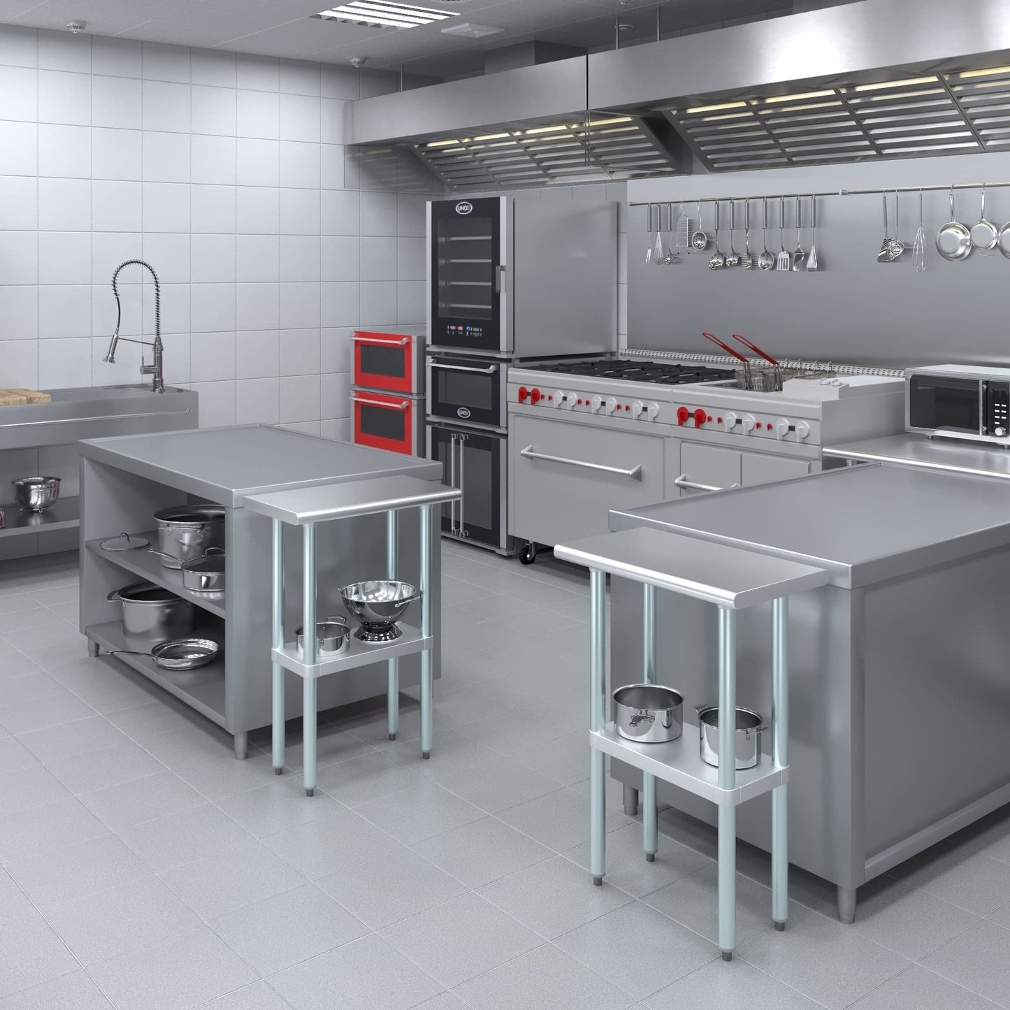 AmGood 14 in. x 24 in. Stainless Steel Work Table | Metal Kitchen Food Prep Table | NSF