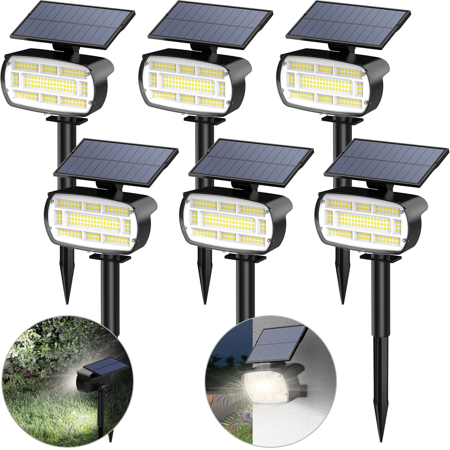Fabrito Solar Spot Lights Outdoor 136 Leds  Big Brighter Lighting Solar Lights Outdoor  6 Pack Ip65 Waterproof Landscape Spotlights Auto On/Off For Yard  Garden  Pathway  Plants Tree (Cool White)