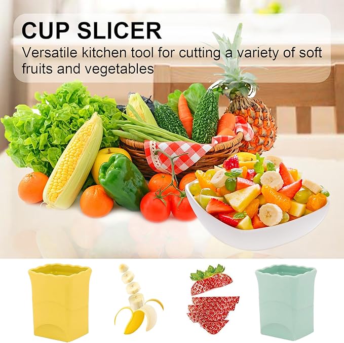2-Pack Strawberry Slicer Cup Cutter: Fruit Cup Cutter Slicer Cup Chopper for Strawberries Egg Banana Slicer Quickly Making Fruit Vegetable Salad Strawberry Cutter Mini Slicer Kitchen Gadget
