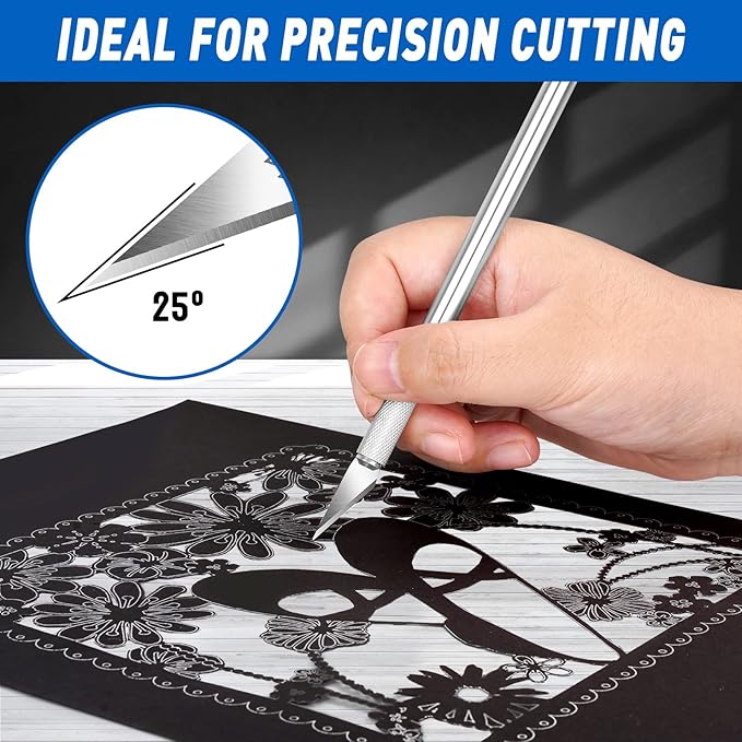 DIYSELF 100 PCS Exacto Knife Blades, SK5 Carbon Steel #11 Exacto Blades Refill Craft Art Knife Replacement Blade with Storage Case for Craft, Hobby, Scrapbooking, Stencil
