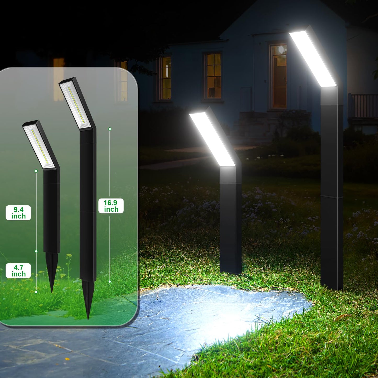 Jsot Solar Garden Lights - 6 Pack Solar Driveway Lights Outdoor For Landscape Pathway Backyard Decor Waterproof Walkway Light With Bright 3 Lighting Modes