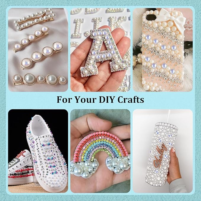 4 Boxes Flat Back AB Pearls Kit 11 Flatback PeachAB Half Round Pearls 3-10mm with Pickup Pencil and Tweezer for Home DIY and Professional Nail Art, Face Makeup and Craft
