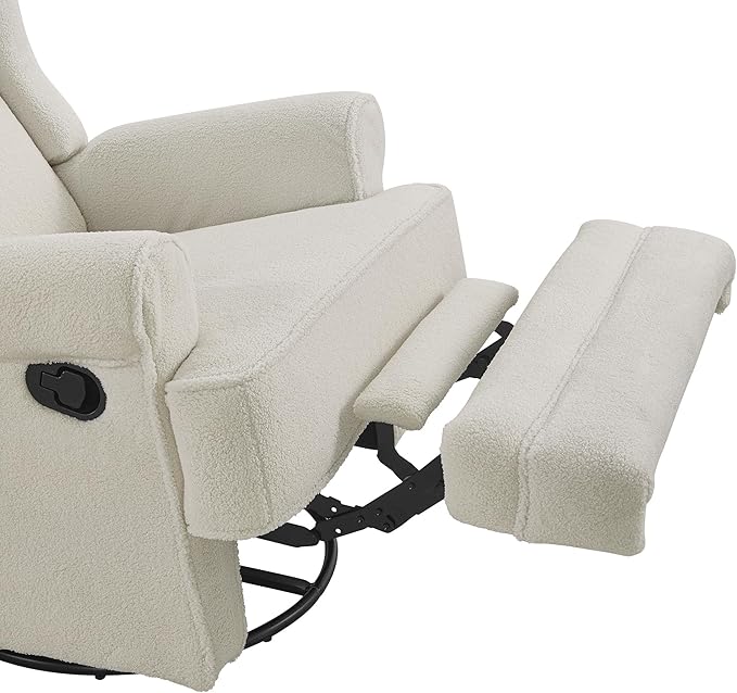 Oxford Baby Teegan Upholstered Swivel Glider & Recliner Nursery Chair, Boucle White