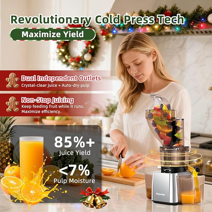 Commercial 300W Cold Press Juicer Machines - Dual Outlet for Juice & Pulp, High Yield, Masticating Juicers, Heavy Duty Stainless Steel, Quiet Motor, Easy Clean for Restaurants, Bars