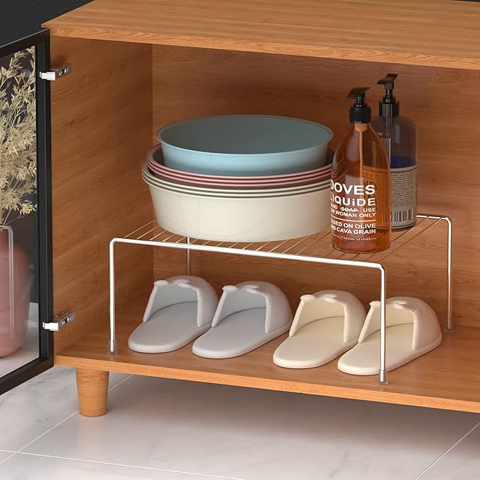 iPEGTOP Set of 6 Kitchen Cabinet Shelf Organizer, Medium (13 x 9.4 Inch) Bathroom Cabinet Organization Wire Shelf Rack, Rustproof Storage Space Saver Shelves for Countertops Pantries Utensils