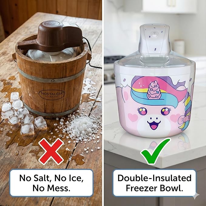 1.2 Quart Unicorn Electric Ice Cream Maker Machine for Kids – Best Countertop Ice Cream Machine for Homemade Soft Serve, Sorbet, Gelato, Frozen Yogurt – Fun & Easy Desserts for Families, easy to Clean